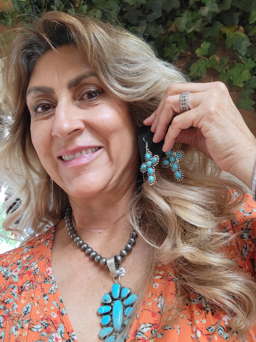 Turquoise Drop Earrings and Pendant Set - Women Jewelry